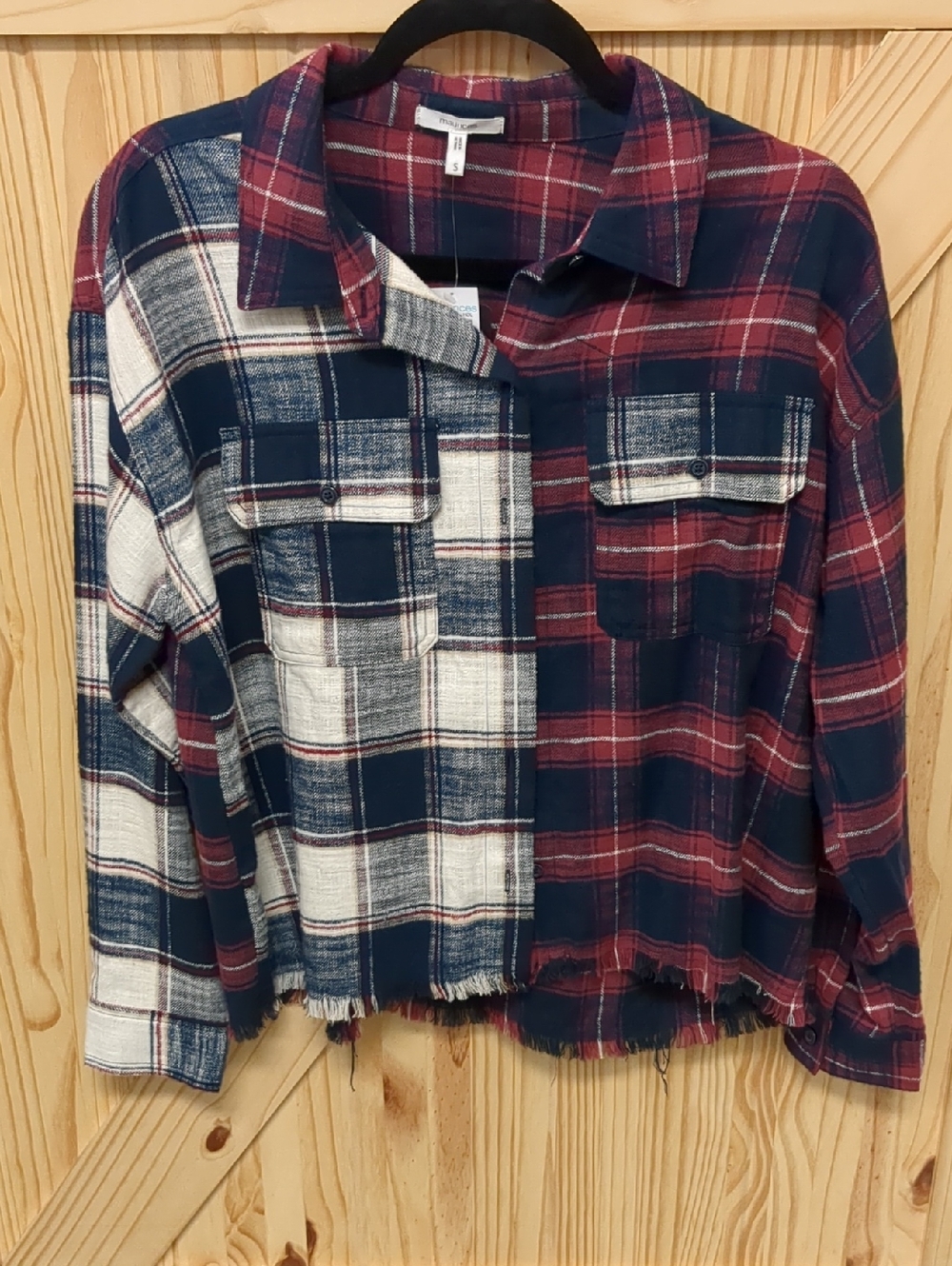 Maurices White, Blue & Red Plaid Shirt